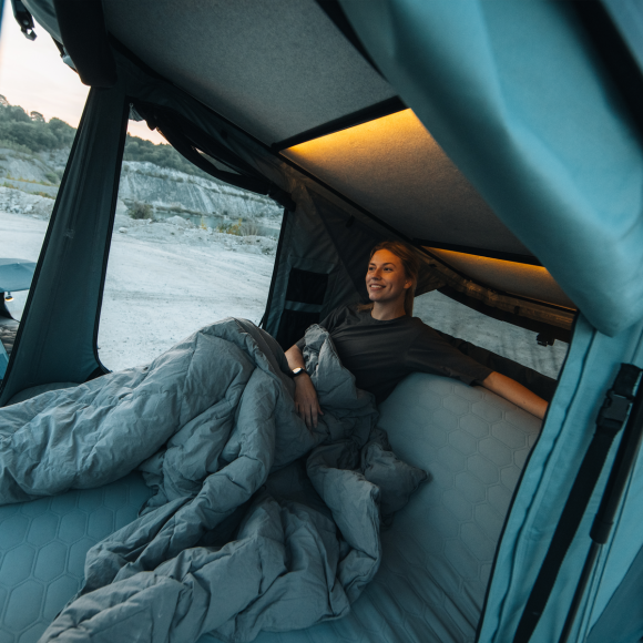 Thule Widesky two-person hardshell roof top tent dark slate