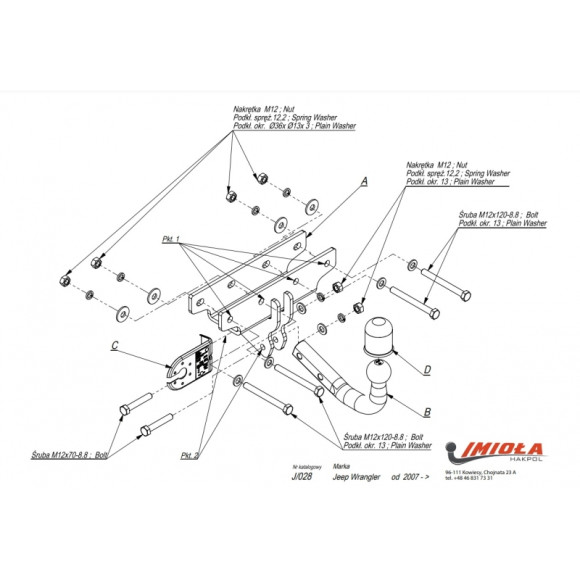 Tow Bar IMIOLA J/028 Jeep Wrangler, 2007-