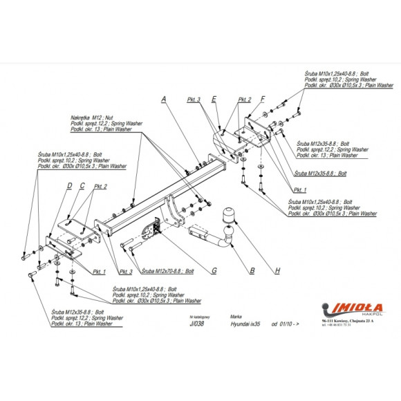 Tow Bar IMIOLA J/038 Hyundai ix35, 2010-  Tow Bar IMIOLA J/038 Hyundai ix35, 2010-