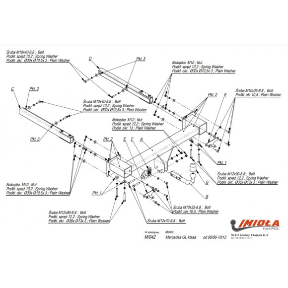 Tow Bar IMIOLA M/042 Mersedes GL, GLS, 2006-2019 Tow Bar IMIOLA M/042 Mersedes GL, GLS, 2006-2019
