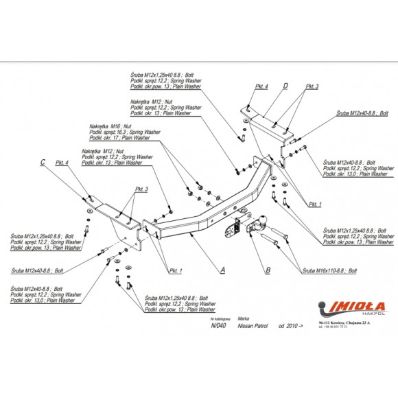 Tow Bar IMIOLA N/040, Nissan Patrol, 2010- Tow Bar IMIOLA N/040, Nissan Patrol, 2010-