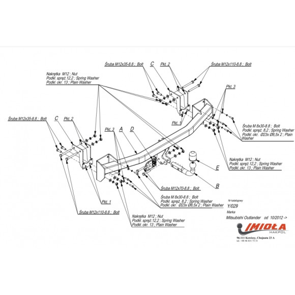 Tow Bar IMIOLA Y/029 Mitsubishi Outlander 2012-2021